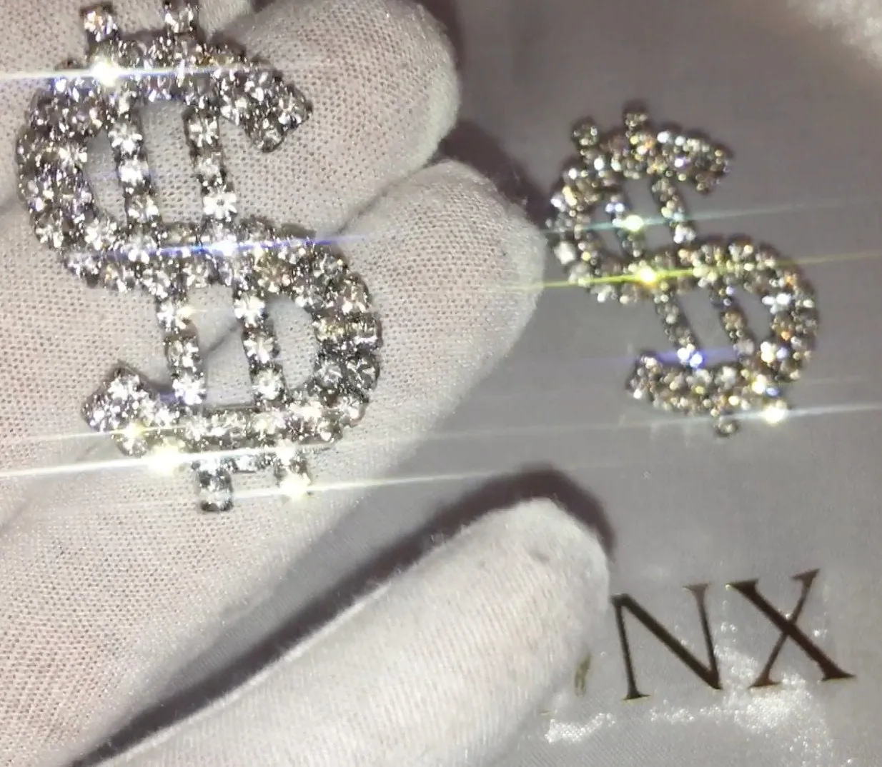 Diamond Hoop Earrings | Dollar Sign Earrings | Womens Earrings | Earrings with Diamonds | Iced Out Earrings | Big Hoop Earrings Diamond