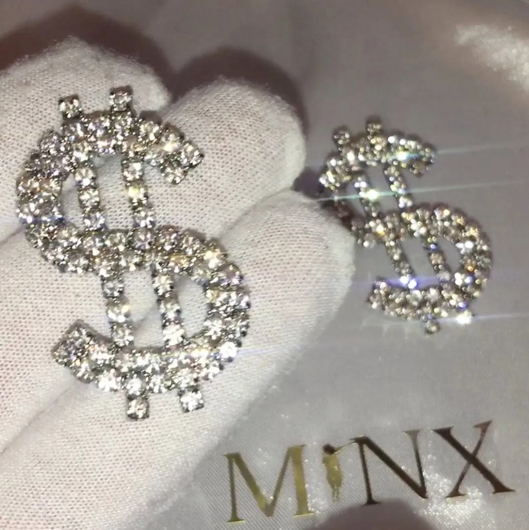 Diamond Hoop Earrings | Dollar Sign Earrings | Womens Earrings | Earrings with Diamonds | Iced Out Earrings | Big Hoop Earrings Diamond