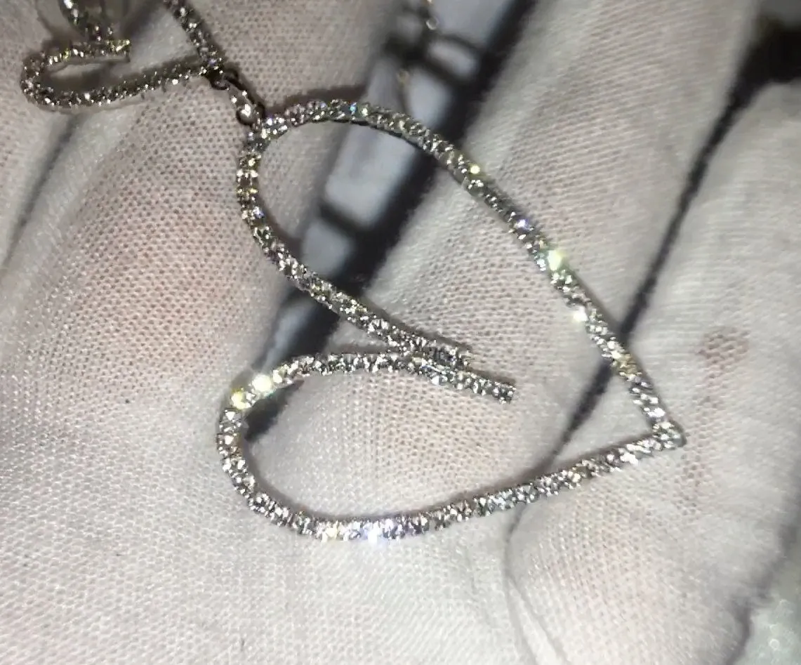 Diamond Hoop Earrings | Heart Earrings | Womens Earrings | Heart earrings with Diamonds | Iced Out Earrings | Womens Big Hoop Earrings