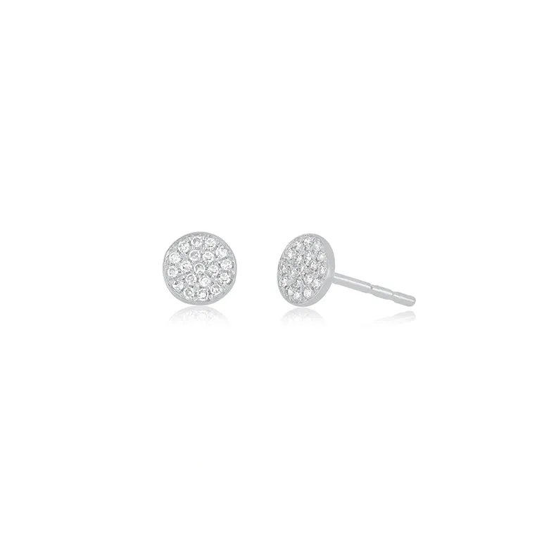 Diamond Mini Disc Stud Earrings