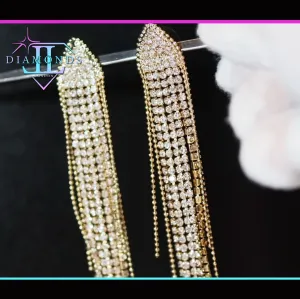 Diamond Tassel Earrings | Diamond Earrings | Dangle Earrings |  Chandelier Earrings |Womens Dangle Earrings | Earrings | Tassel Earrings