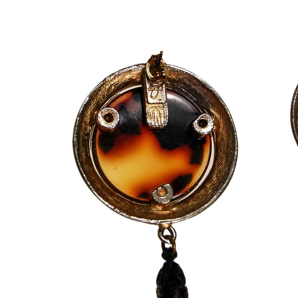 Diane von Furstenberg Tortoise and Black Silk Tassel Earrings
