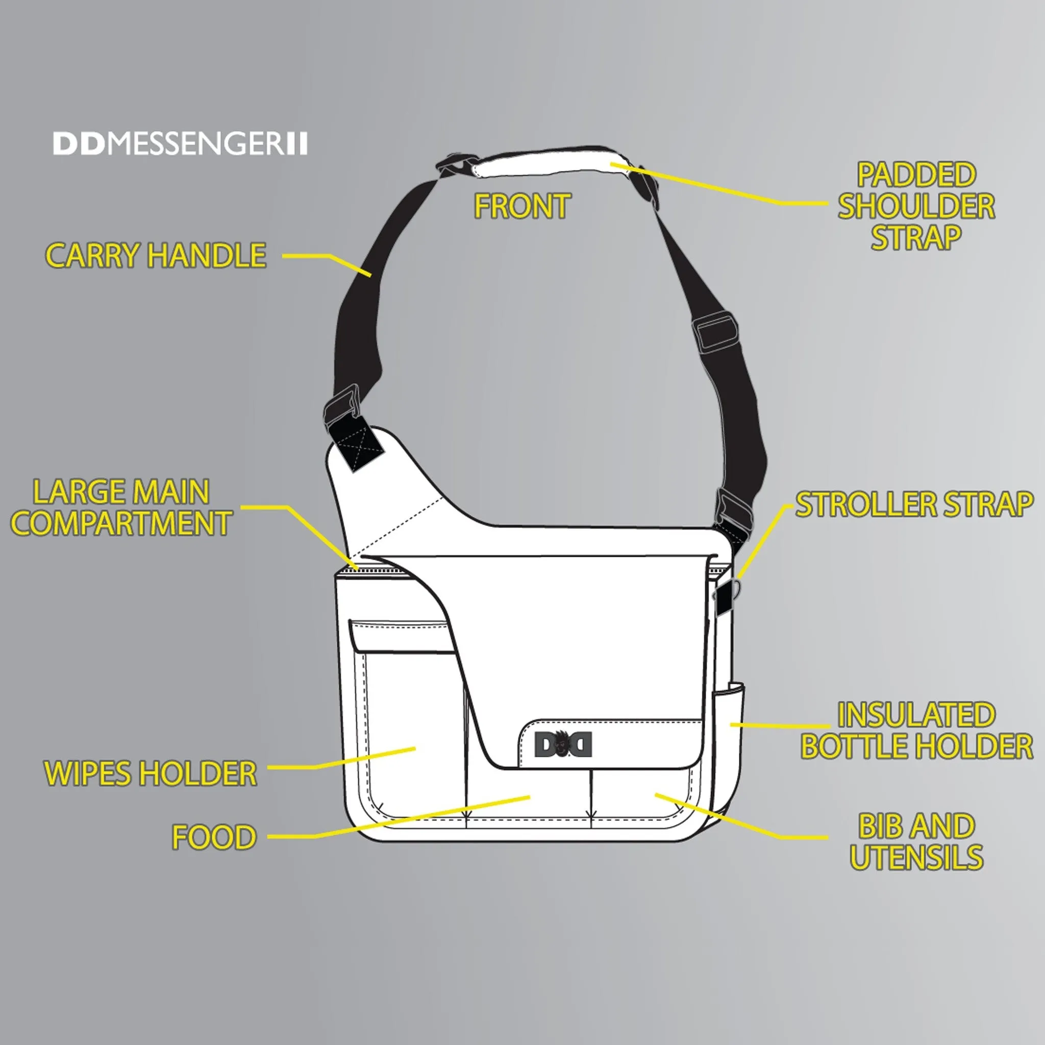 Diaper Bag - Grey Pinstripe