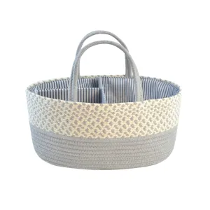 Diaper Caddy | Rope Portable Diaper Organizer Bag | Multi-Grey | Large