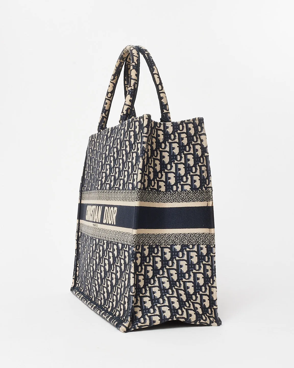 Dior Blue & Cream Oblique Canvas Medium Book Tote