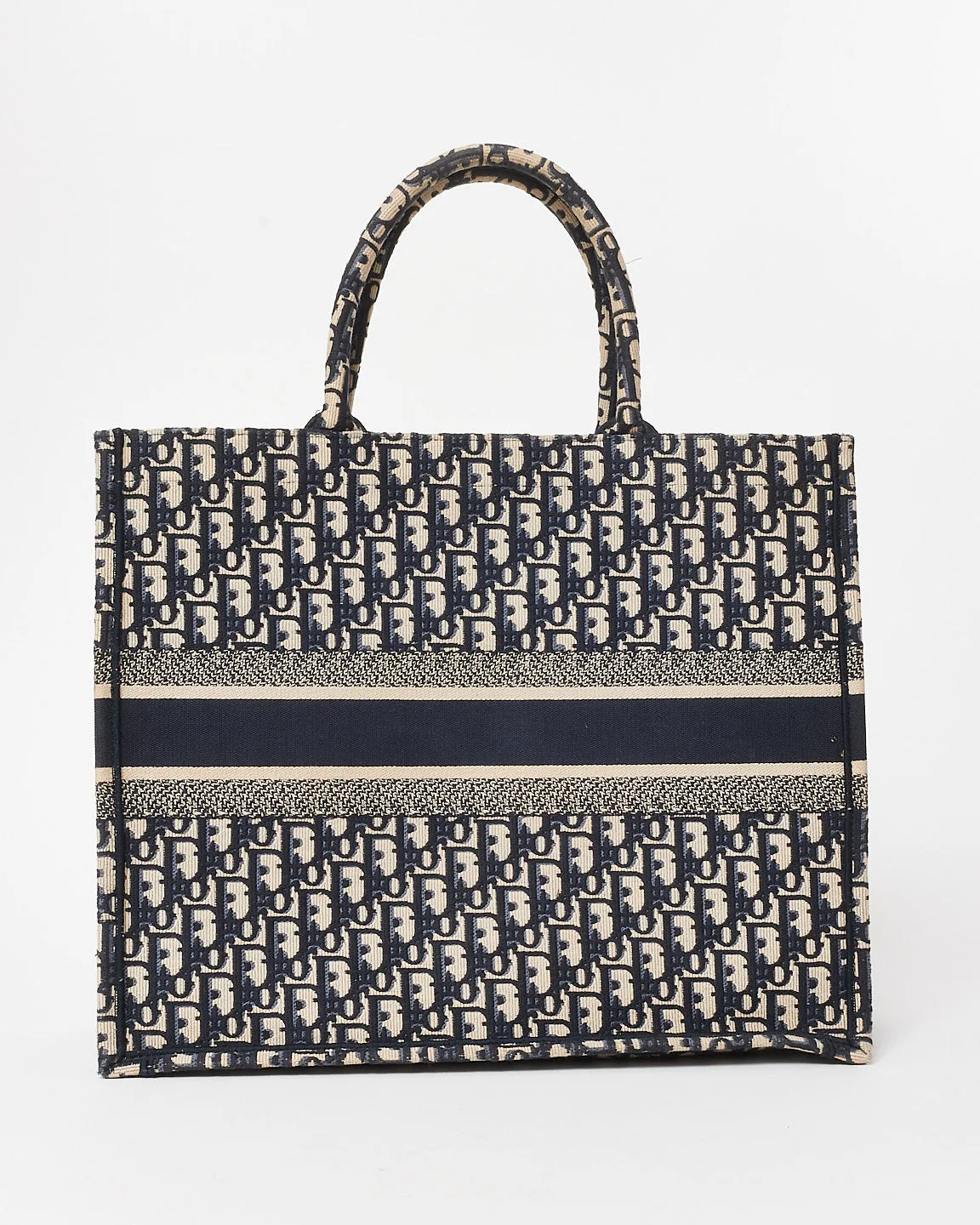 Dior Blue & Cream Oblique Canvas Medium Book Tote