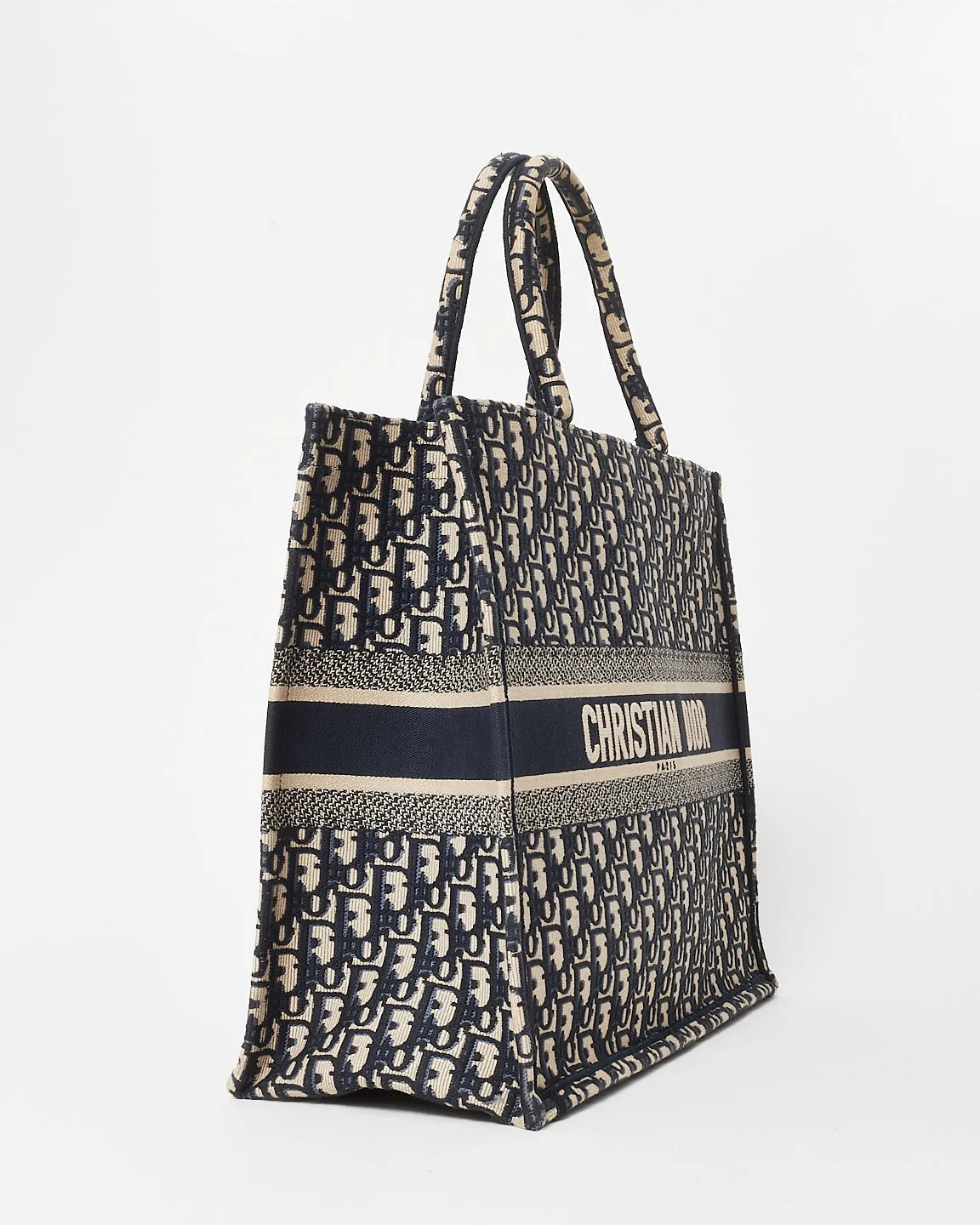 Dior Blue & Cream Oblique Canvas Medium Book Tote