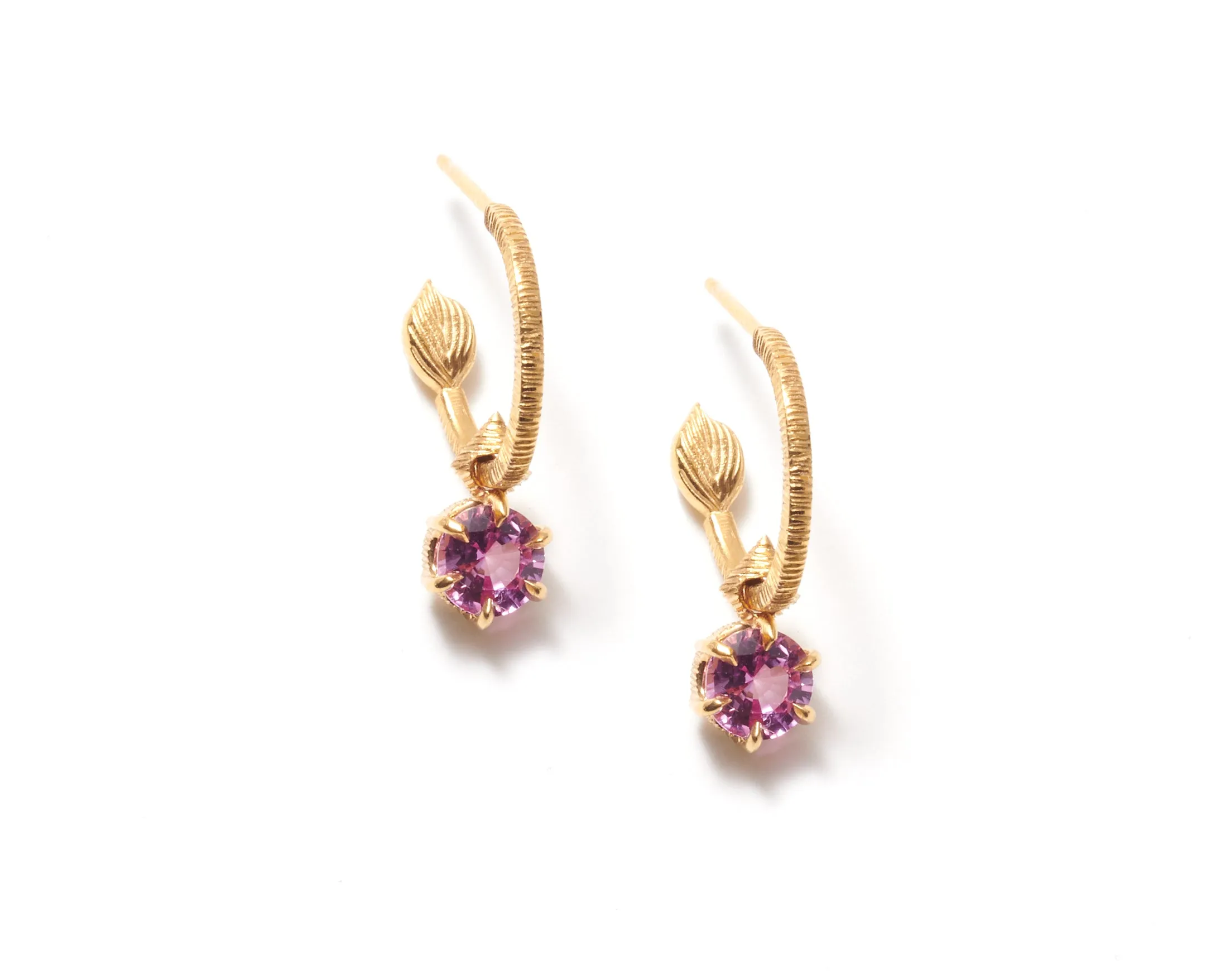 Dogwood Hoop   Pink Sapphire Drop Combination