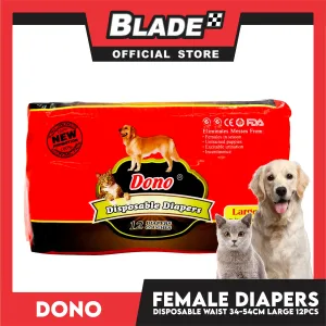 Dono Disposable Diapers Super Absorbent Large 12 pcs For Female Dogs