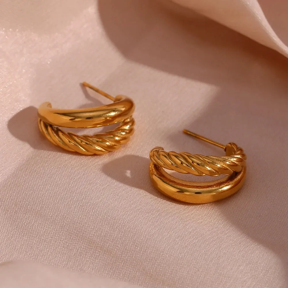 Double Twisted Hoop Earrings