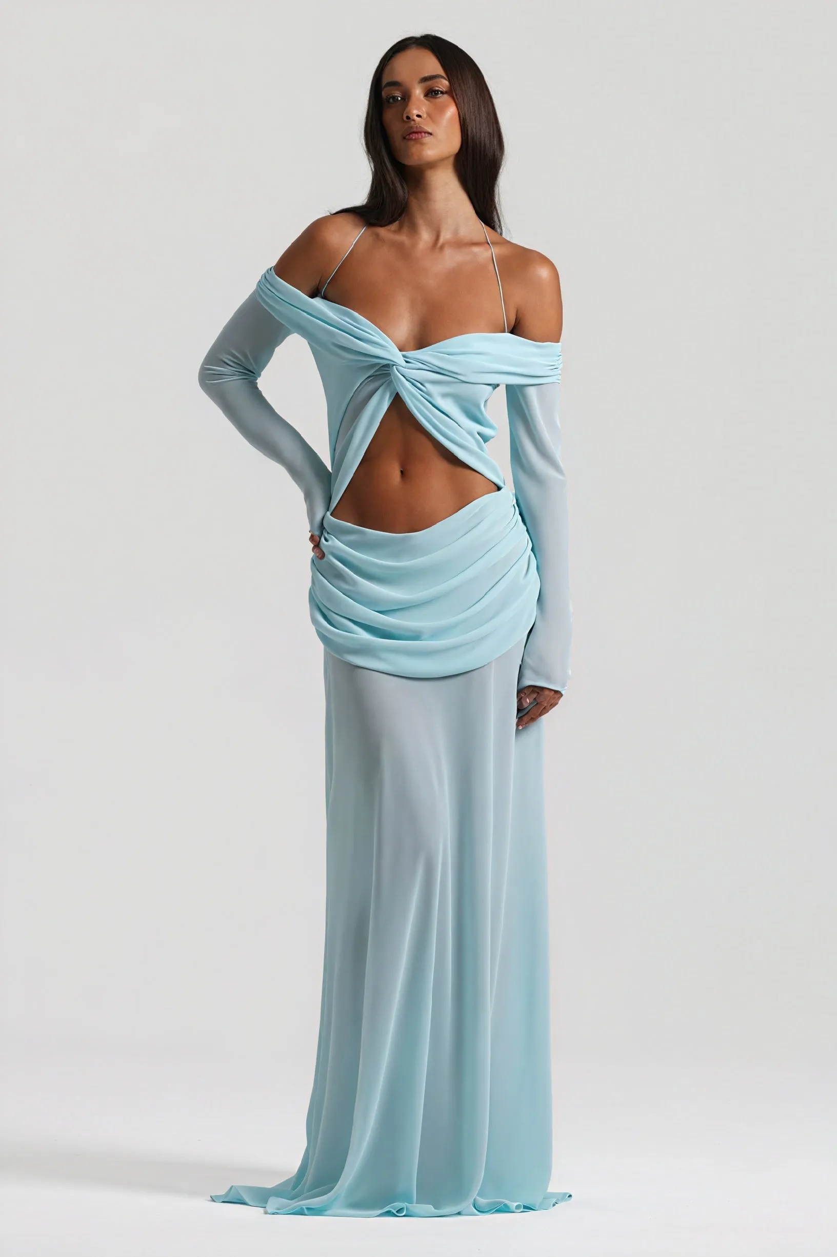 Draped Knot Gown with Keyhole Detail