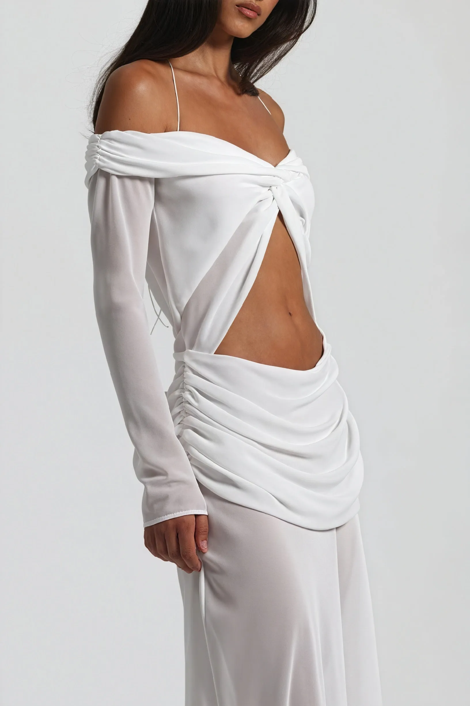 Draped Knot Gown with Keyhole Detail