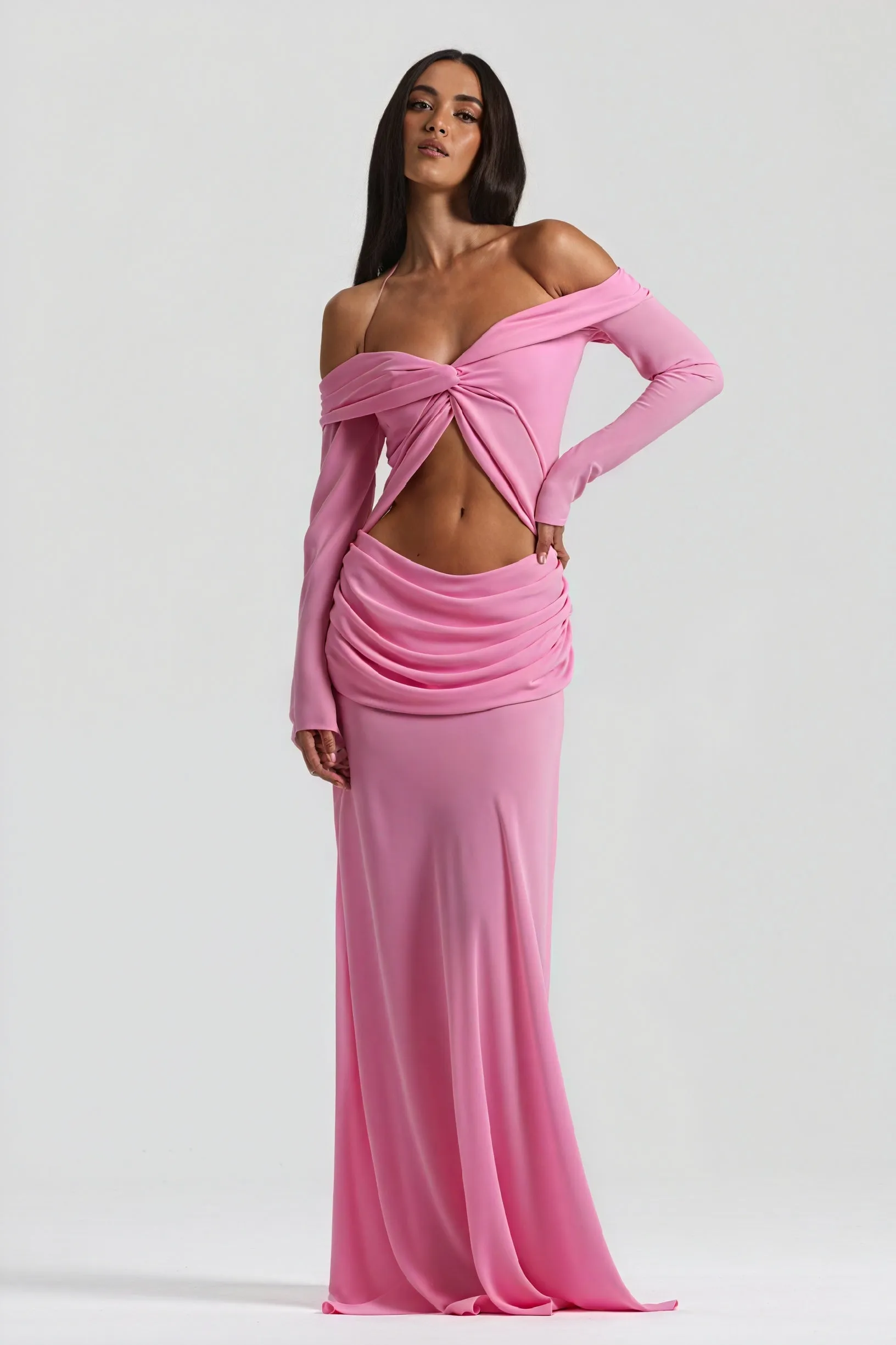 Draped Knot Gown with Keyhole Detail