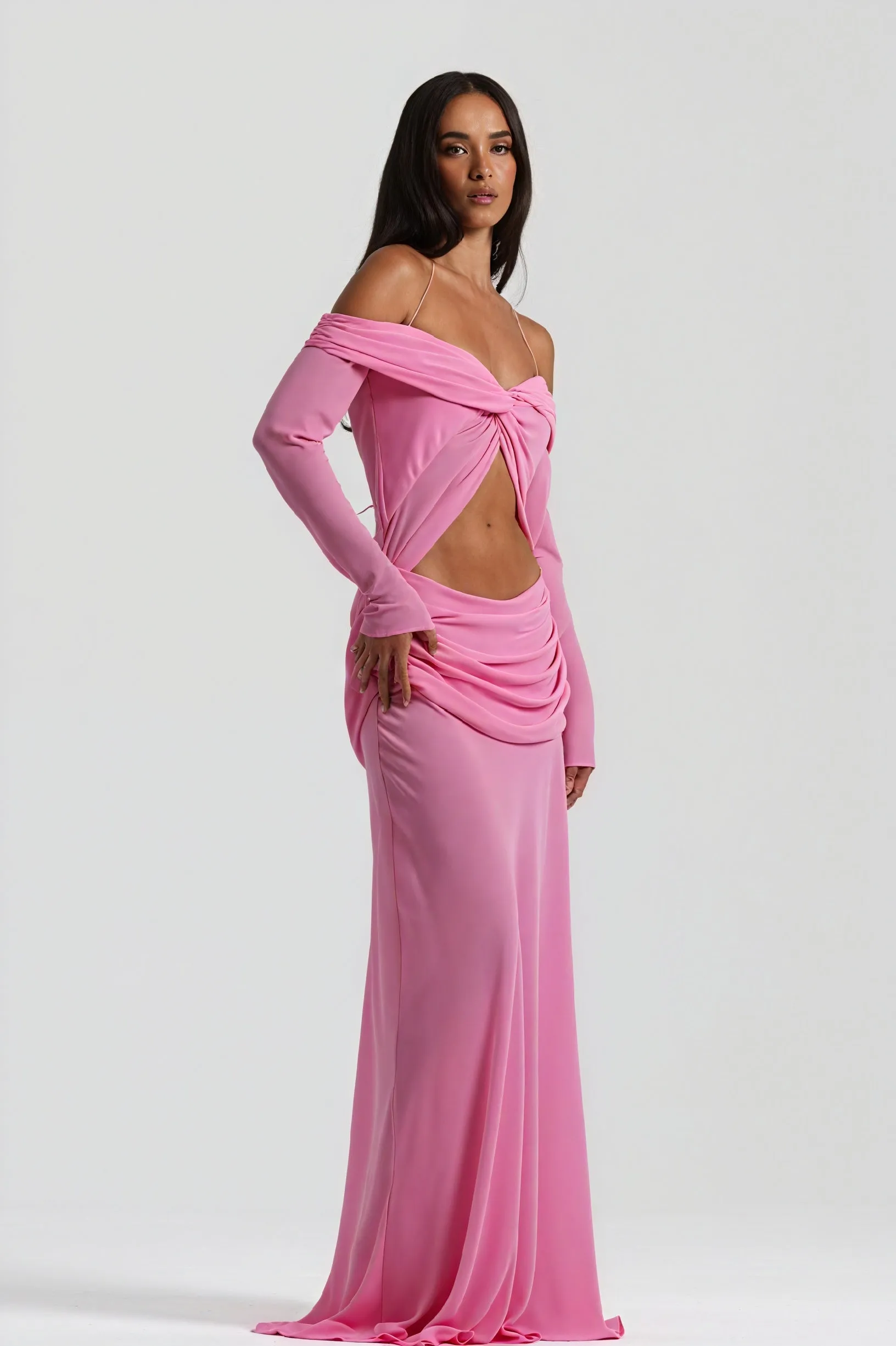 Draped Knot Gown with Keyhole Detail