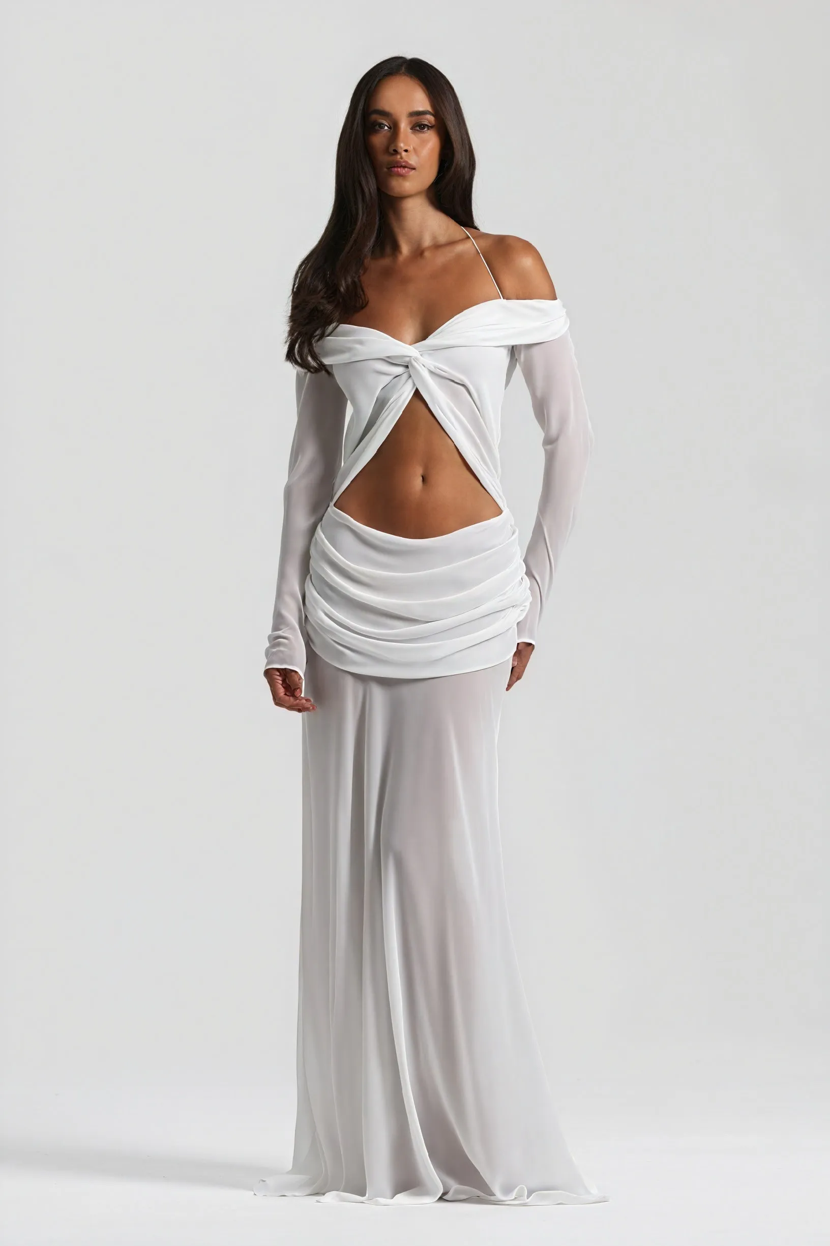 Draped Knot Gown with Keyhole Detail