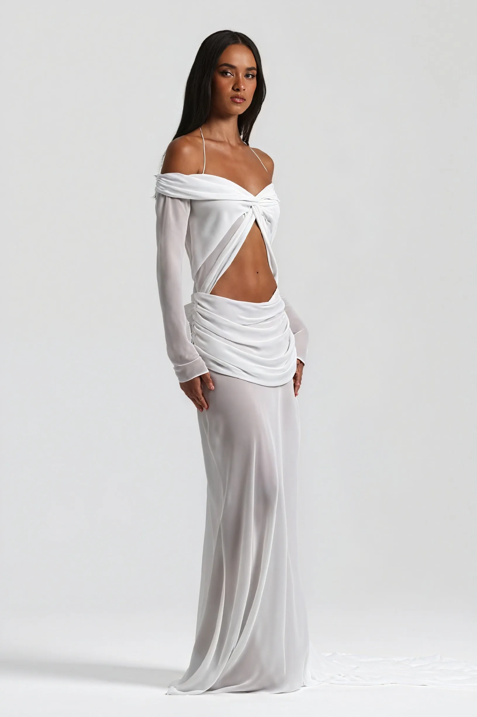 Draped Knot Gown with Keyhole Detail
