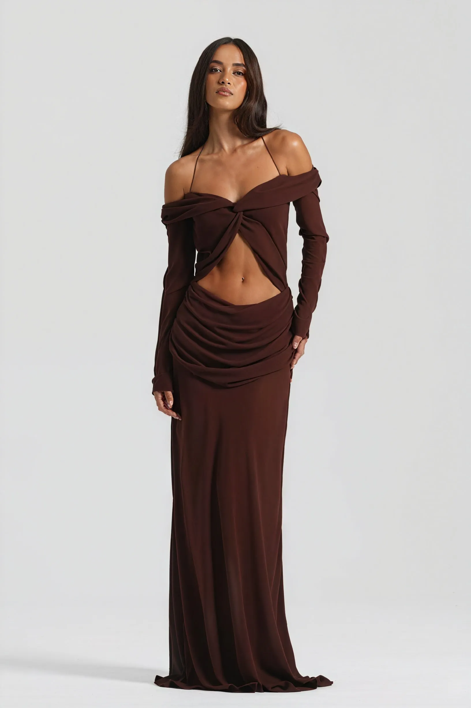 Draped Knot Gown with Keyhole Detail