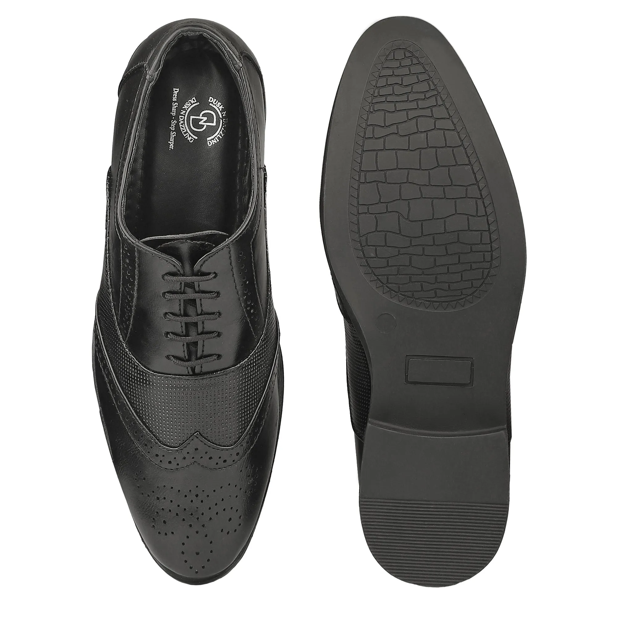 Dusk N Dazzling Black Brogues For Men