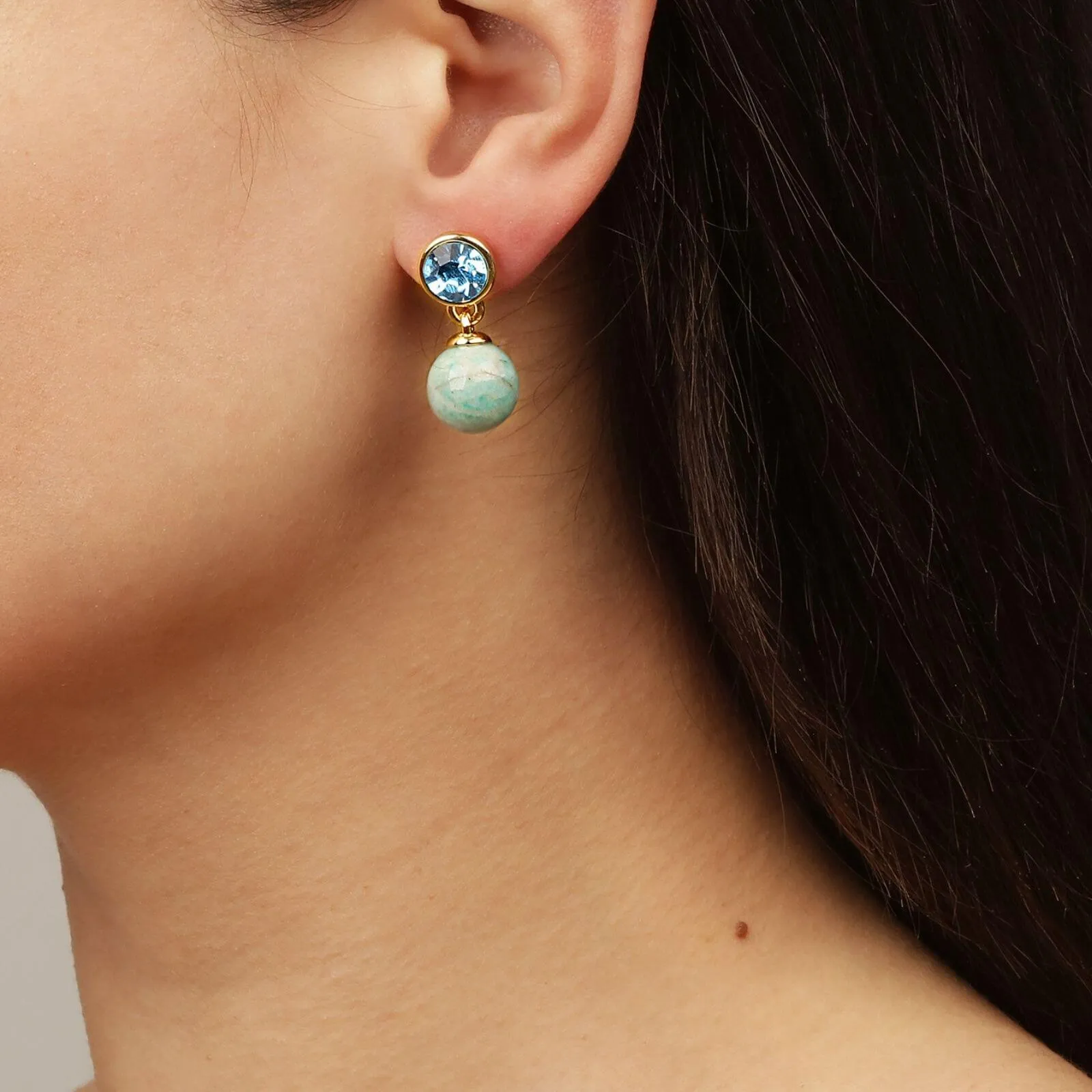 Dyrberg Kern Naomi Gold Earrings - Aqua