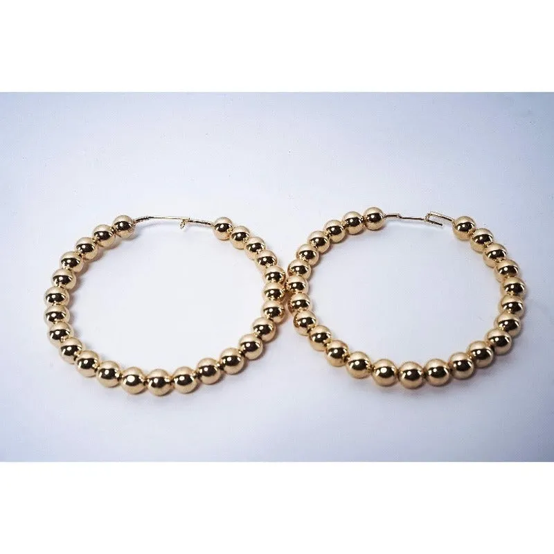 Ebony Gold Ball Hoop Earrings