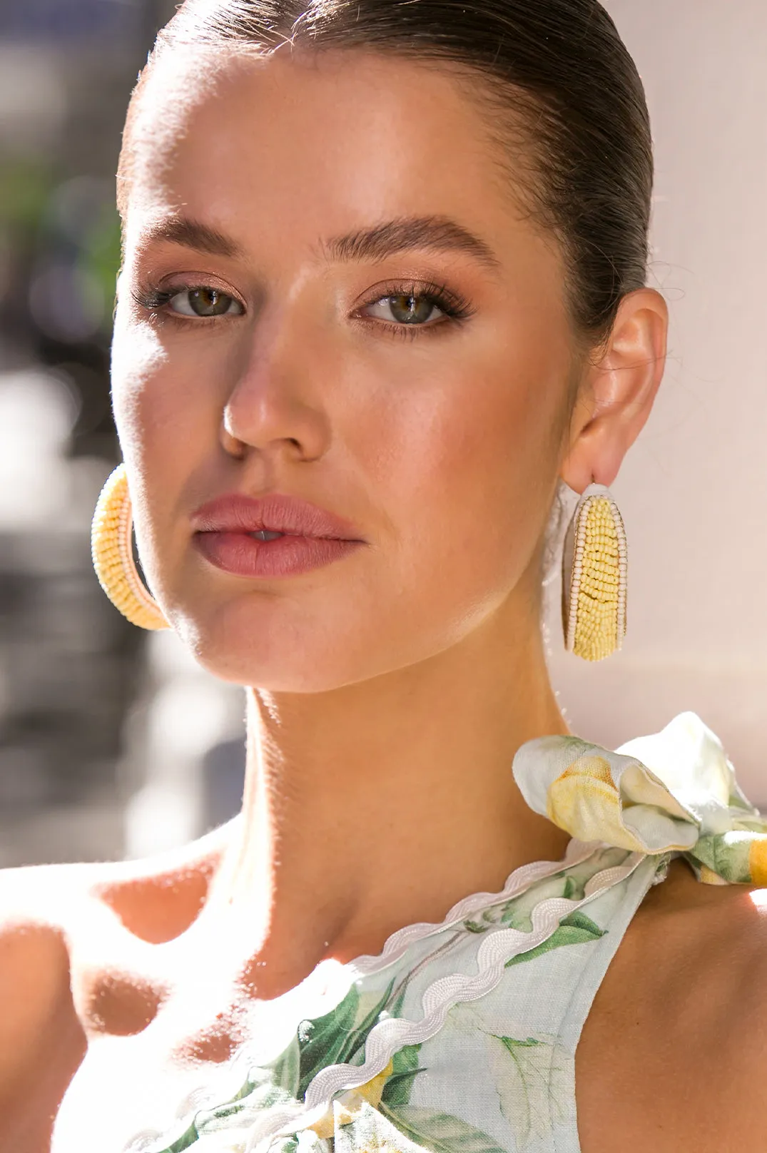 Edge Detail Beaded Hoops - Mint