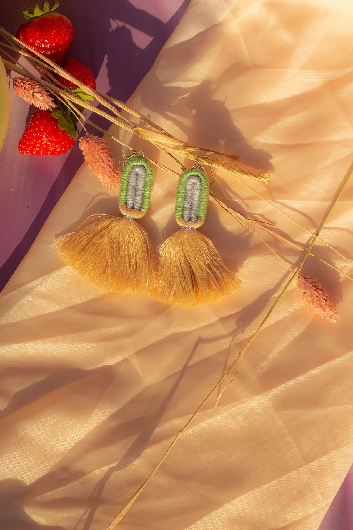 Embroidery String Tassel Rainbow Earrings