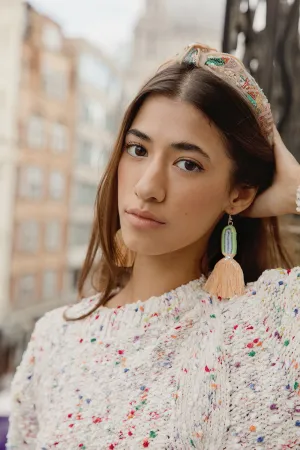 Embroidery String Tassel Rainbow Earrings