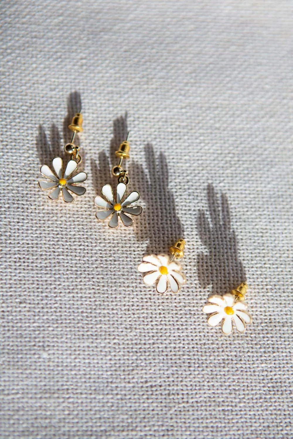 Enamel Daisy Drop Earrings