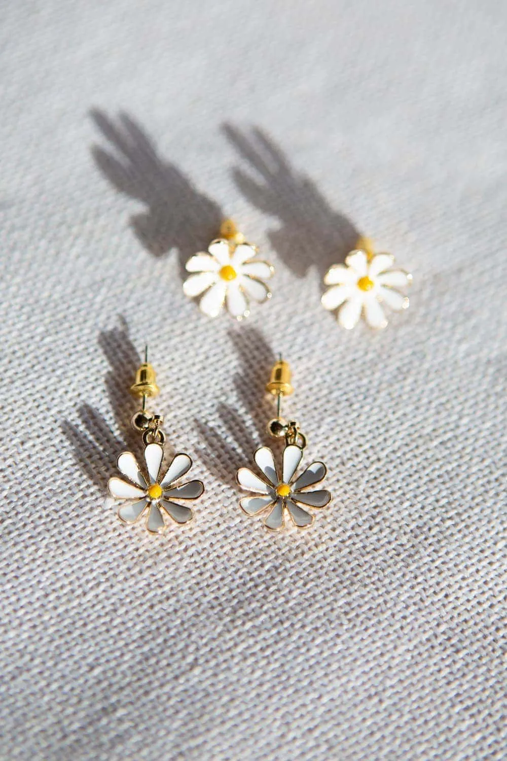 Enamel Daisy Drop Earrings