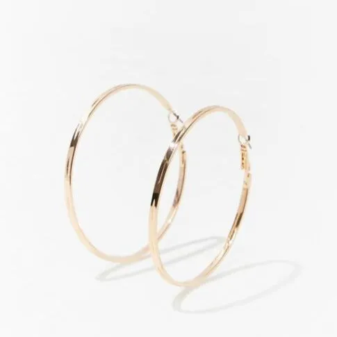 Etched Hoop Earrings / Gold Color 2.5"