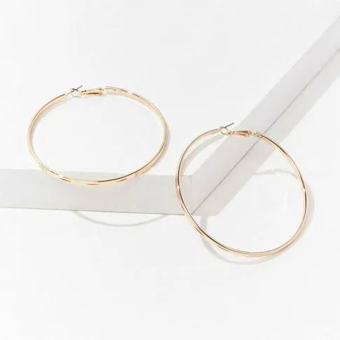 Etched Hoop Earrings / Gold Color 2.5"