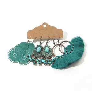 Ethnic Sundry Color Feather Tassel Earrings