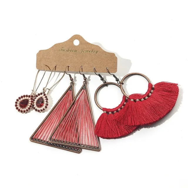Ethnic Sundry Color Feather Tassel Earrings