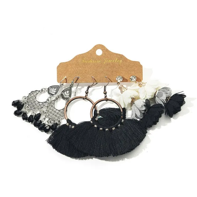 Ethnic Sundry Color Feather Tassel Earrings