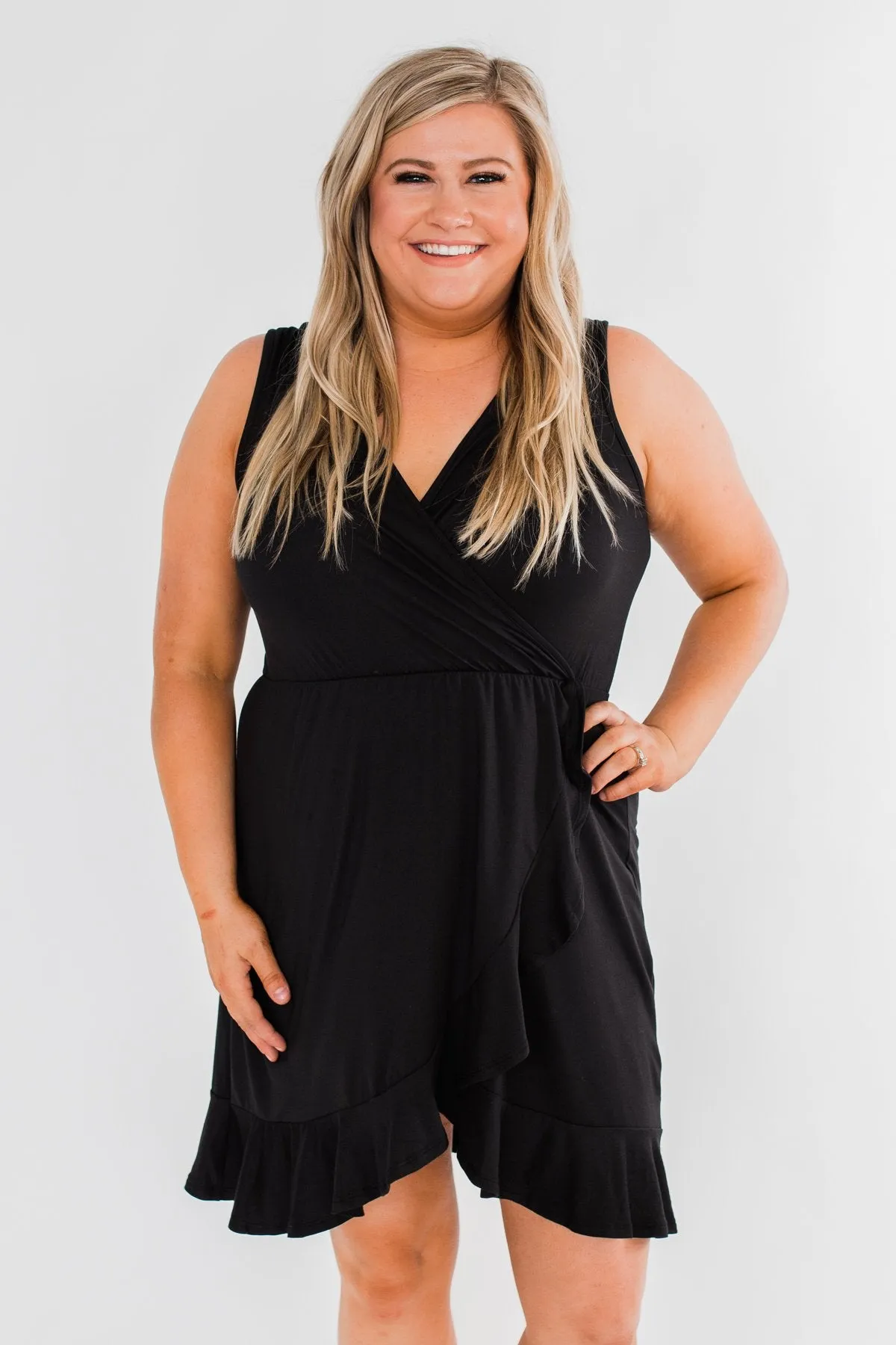 Every Spotlight Ruffle & Wrap Dress- Black