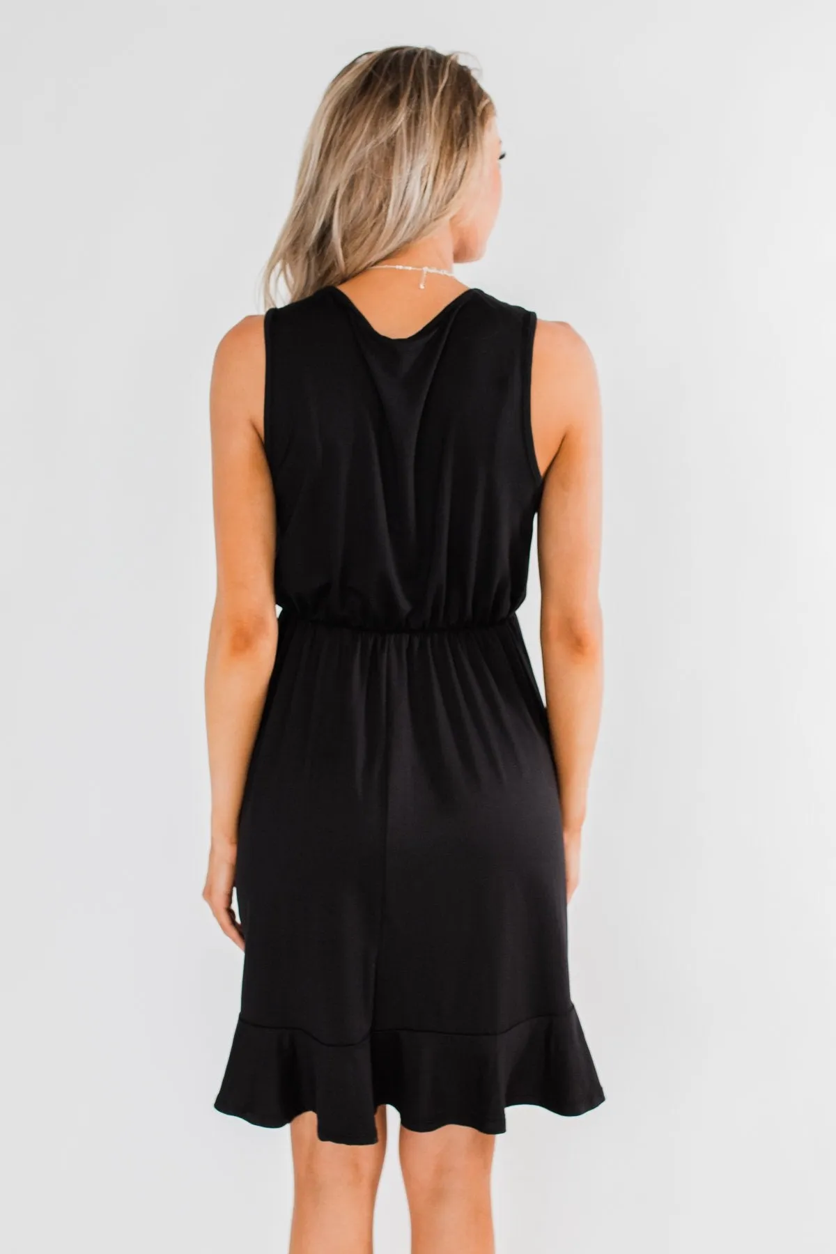 Every Spotlight Ruffle & Wrap Dress- Black