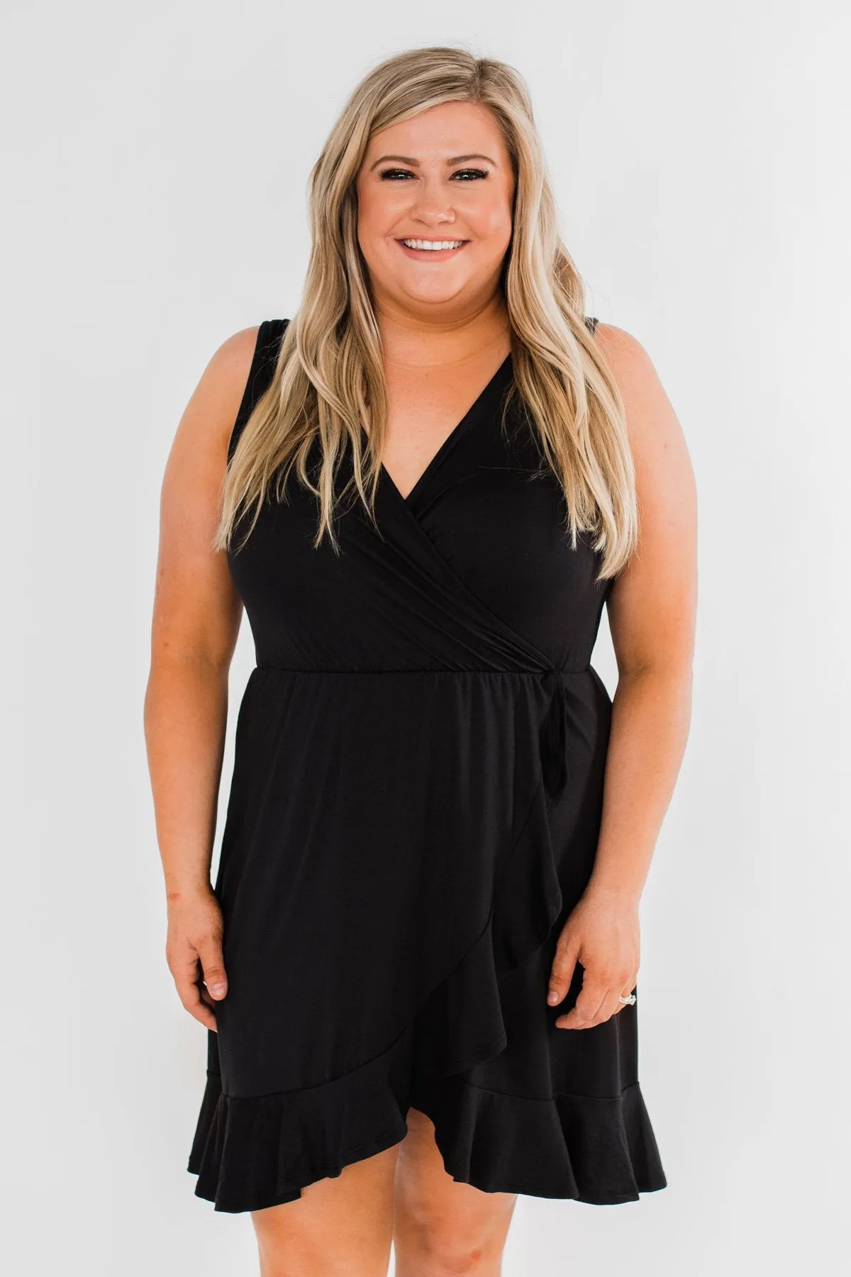 Every Spotlight Ruffle & Wrap Dress- Black