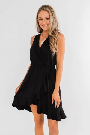 Every Spotlight Ruffle & Wrap Dress- Black