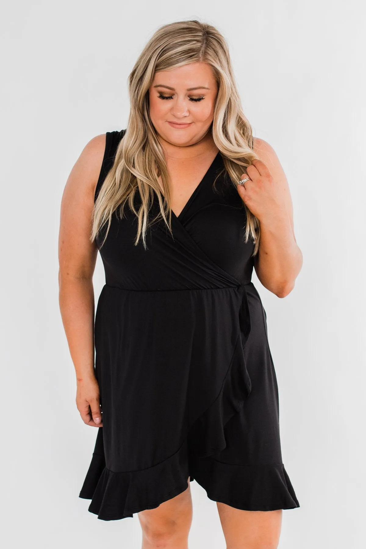 Every Spotlight Ruffle & Wrap Dress- Black