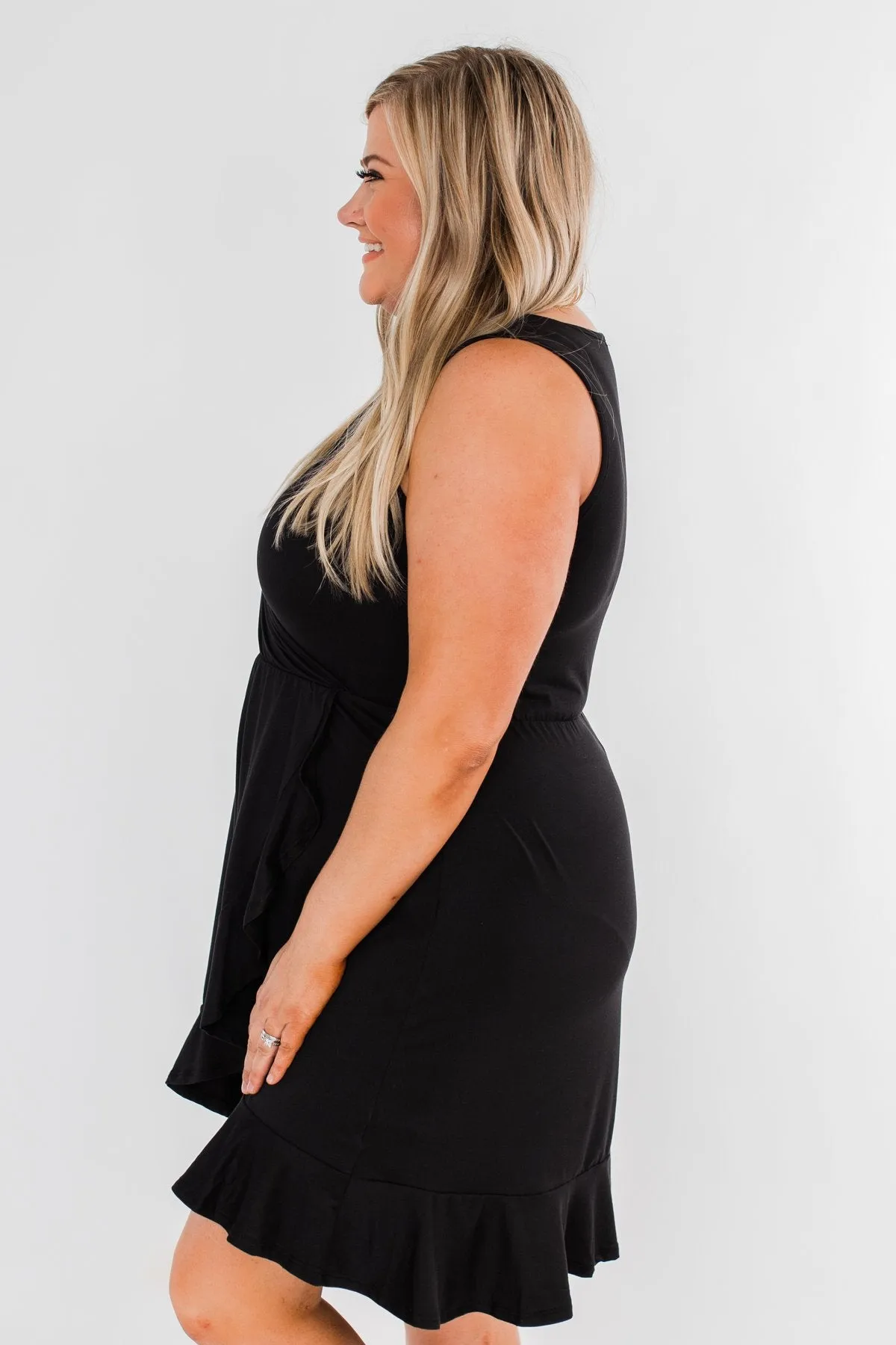 Every Spotlight Ruffle & Wrap Dress- Black