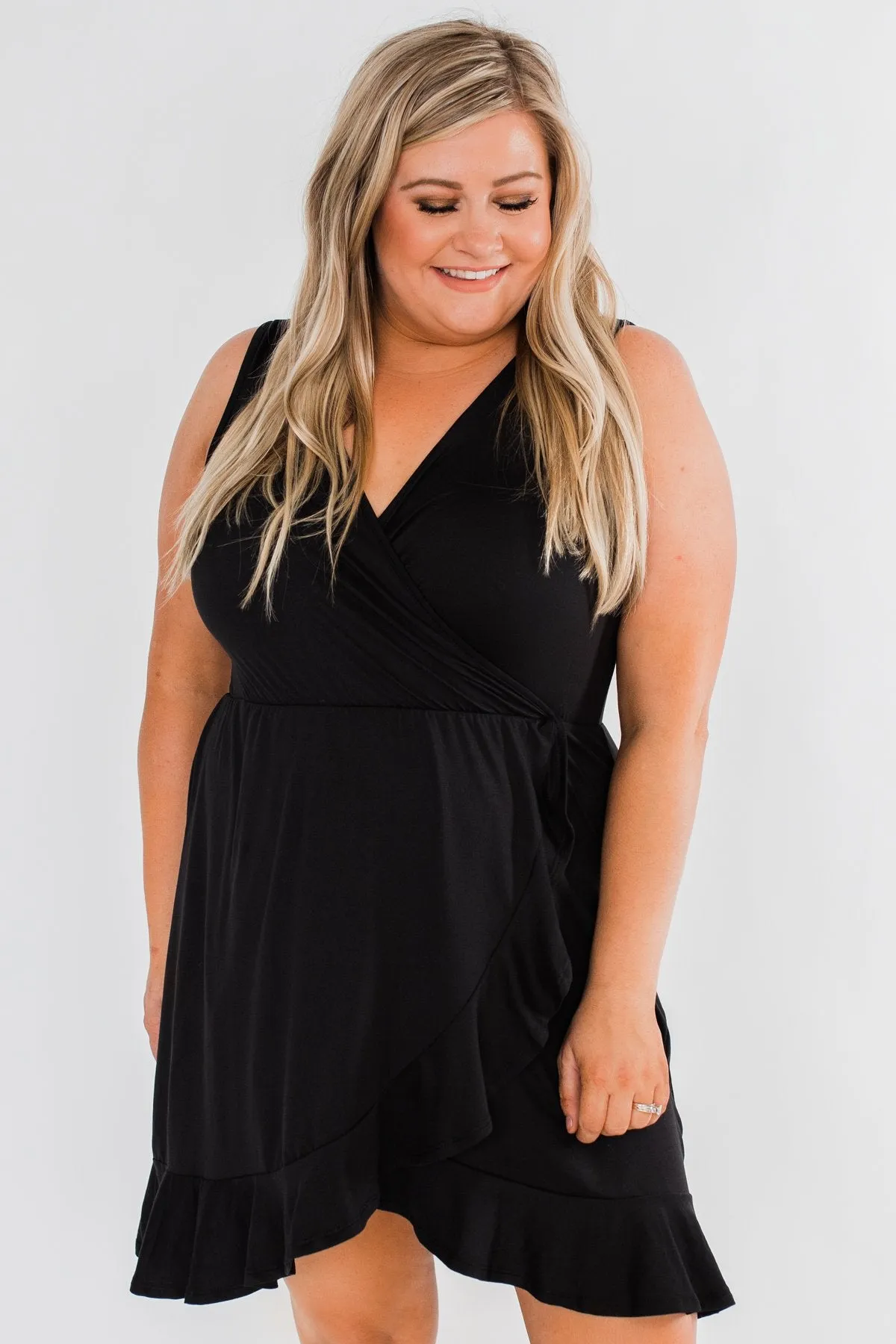 Every Spotlight Ruffle & Wrap Dress- Black