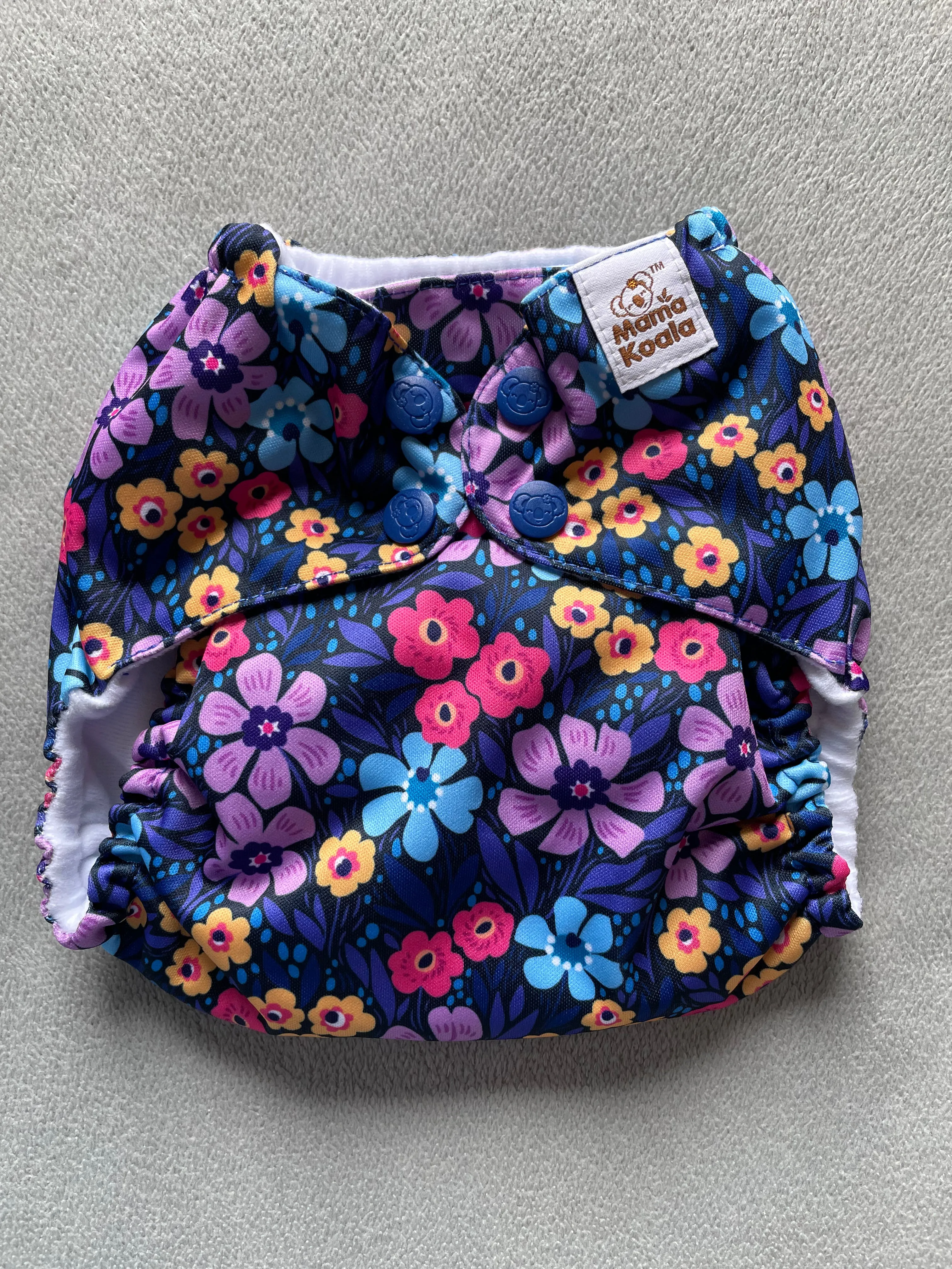 F188-Beautiful flowers with dark blue background-Mama Koala Pocket Diaper 1.0