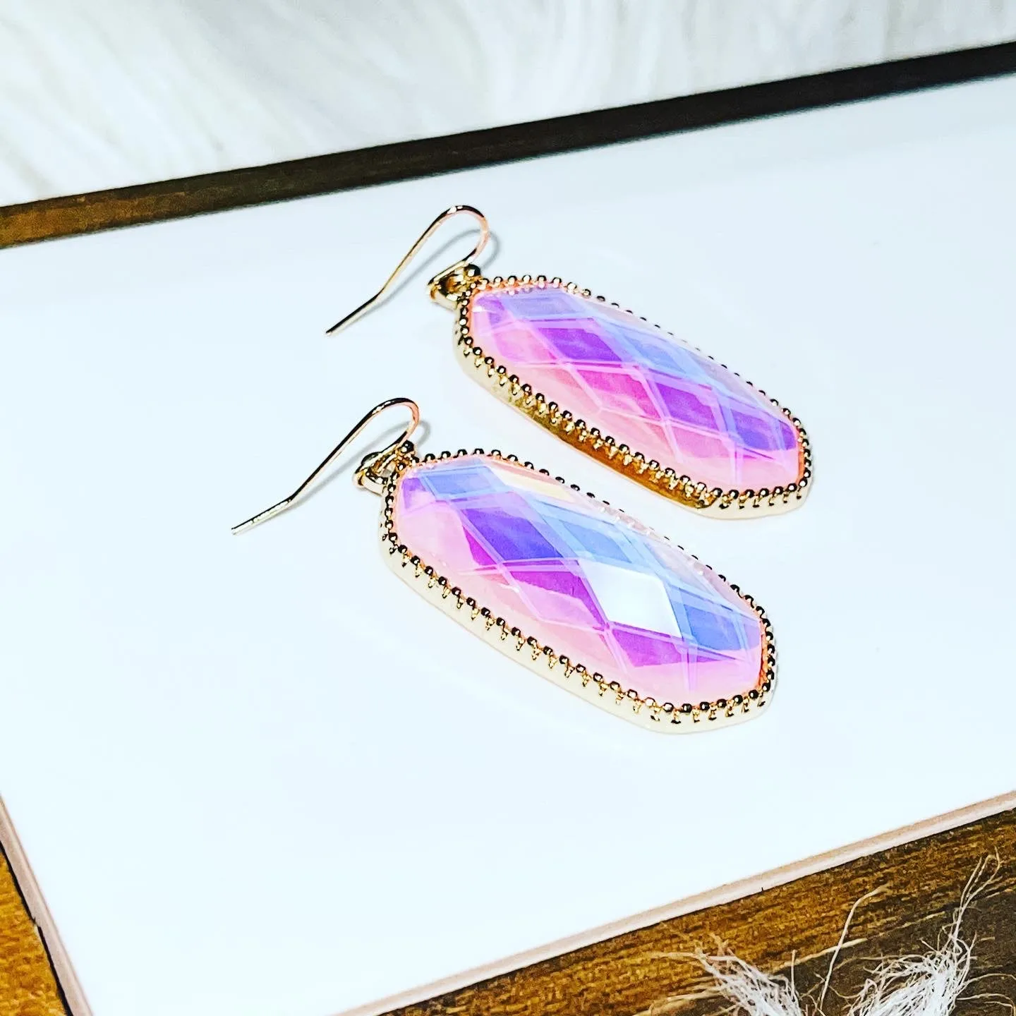 FACETED HEXAGON DROP EARRINGS