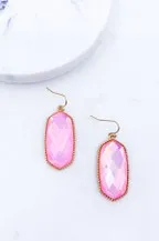 FACETED HEXAGON DROP EARRINGS