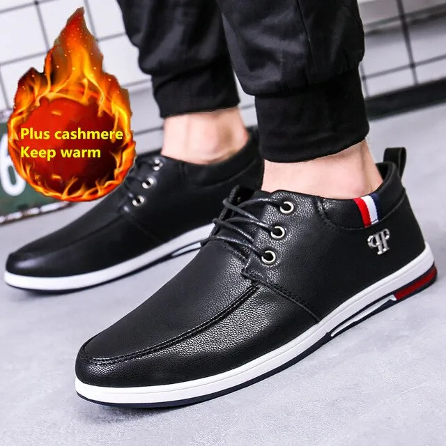 Fashion Men Casual Shoes Sneakers Men Shoes Adult Footwea men's wild youth board shoes Doudou shoes plus velvet warm work shoes