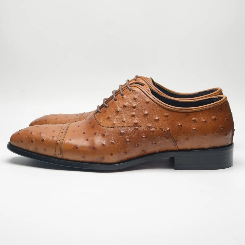 Fashion Ostrich Oxford Shoes Men's Business Dress Leather Shoes