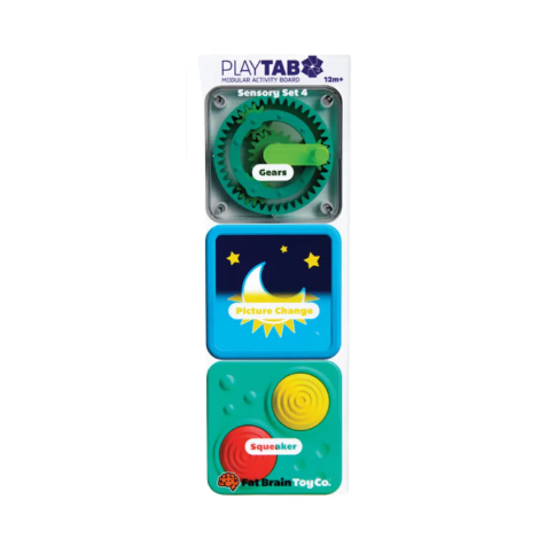 Fat Brain Toy - Play Tab 3pk Tiles - Gear, Picture Changer, and Squeaker