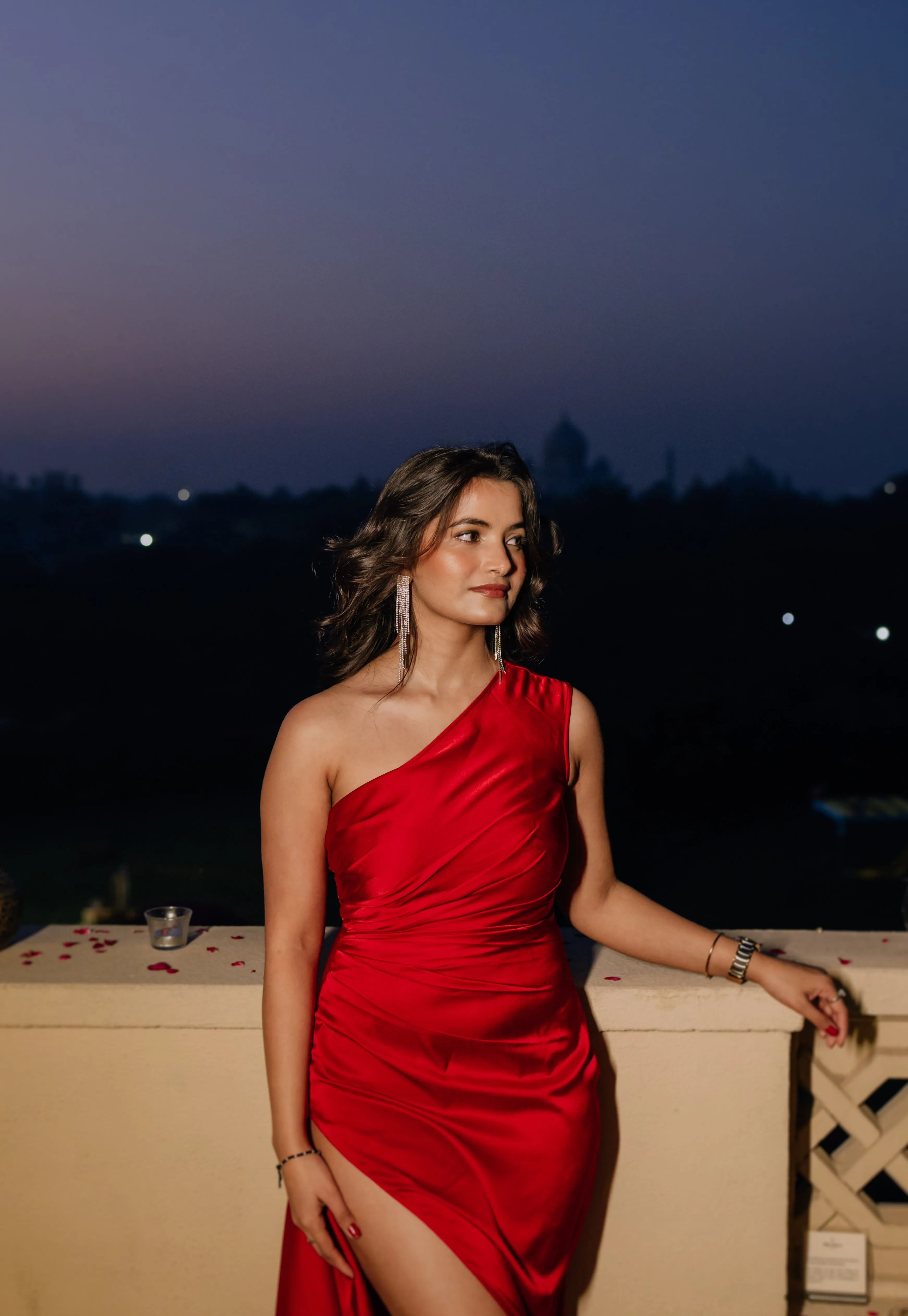 Feel my grace - red one shoulder maxi dress