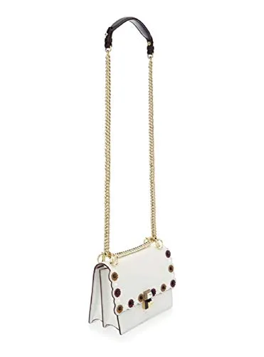 Fendi Womens Kan I White Multi Color Flowers Soft Leather Shoulder Bag 8M0381