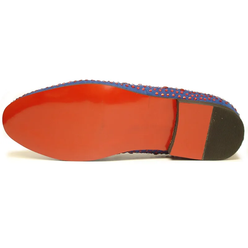 FI-7027 Blue Suede Red Rhinestones Fiesso by Aurelio Garcia Loafer